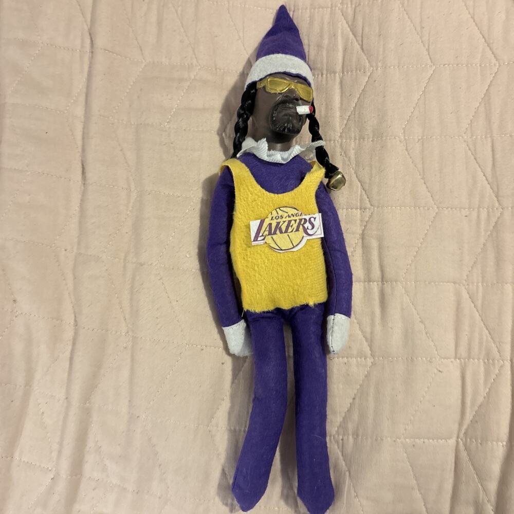 Snoop on a Stoop Elf Doll Custom Los Angeles Lakers Jersey Christmas Sitter
